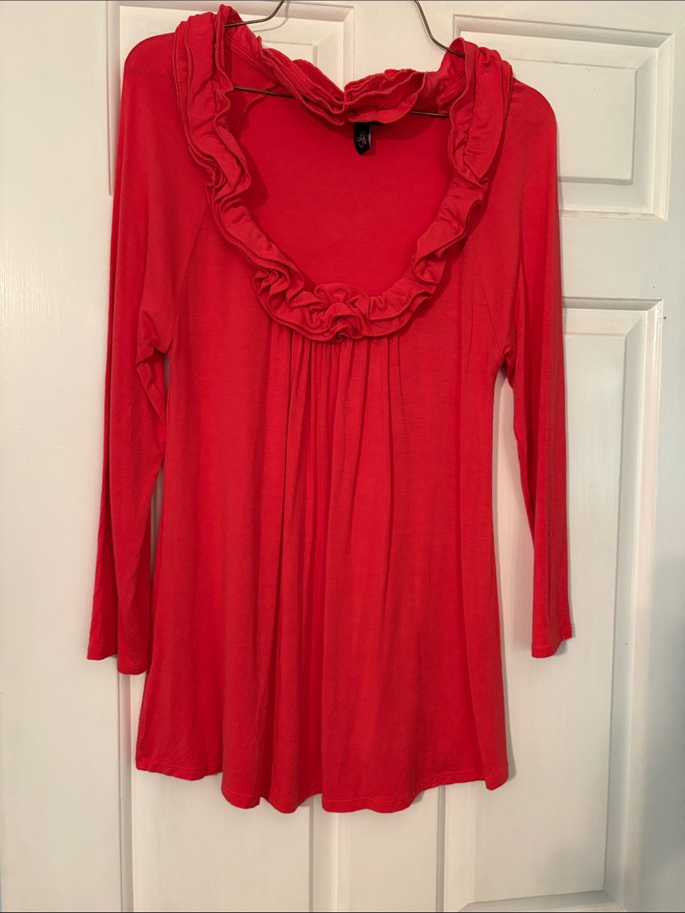 Luii Vibrant orange/redRuffle Scoop Neck Tunic